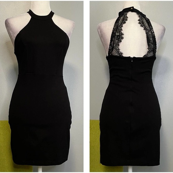 Lulus Endlessly Alluring Black Lace Back Bodycon Mini Dress - Picture 1 of 5